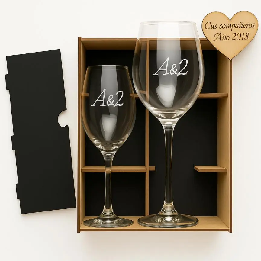 Dos Copones Con Cofre Grabado Laser Souvenir